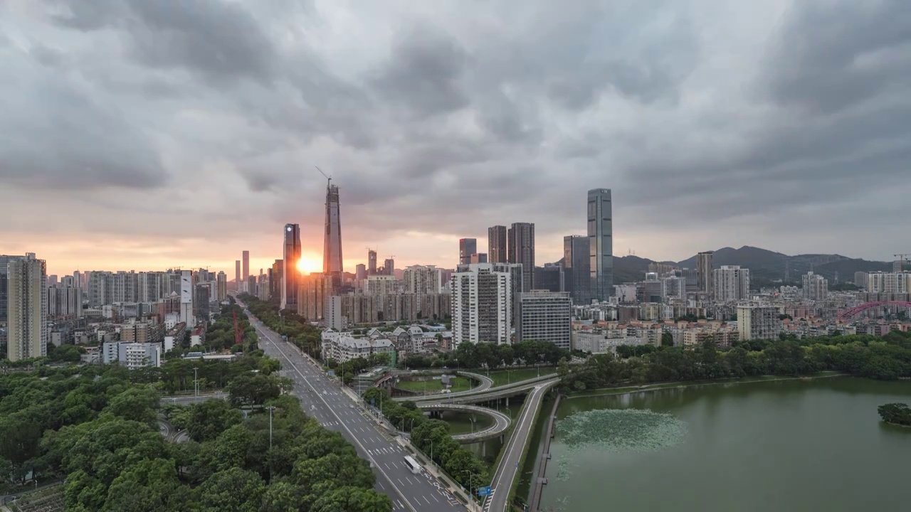 中国深圳罗湖区城市风光建筑风景视频素材