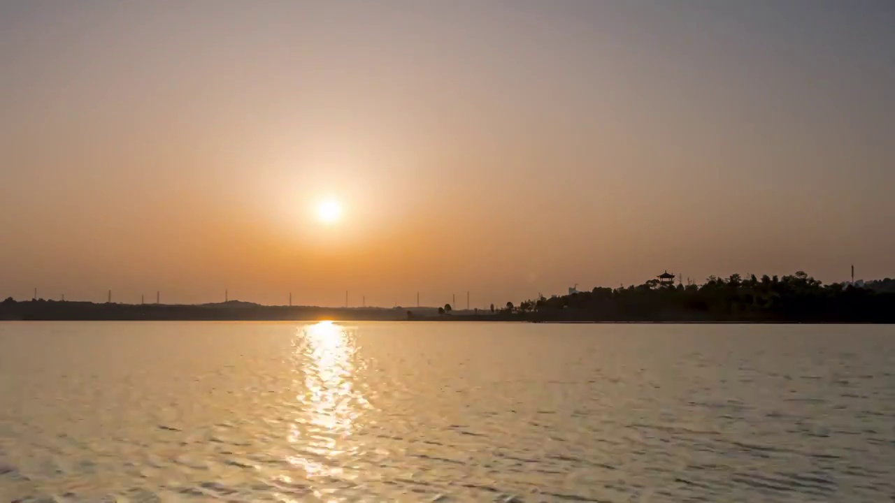 湖南长沙松雅湖日出视频素材