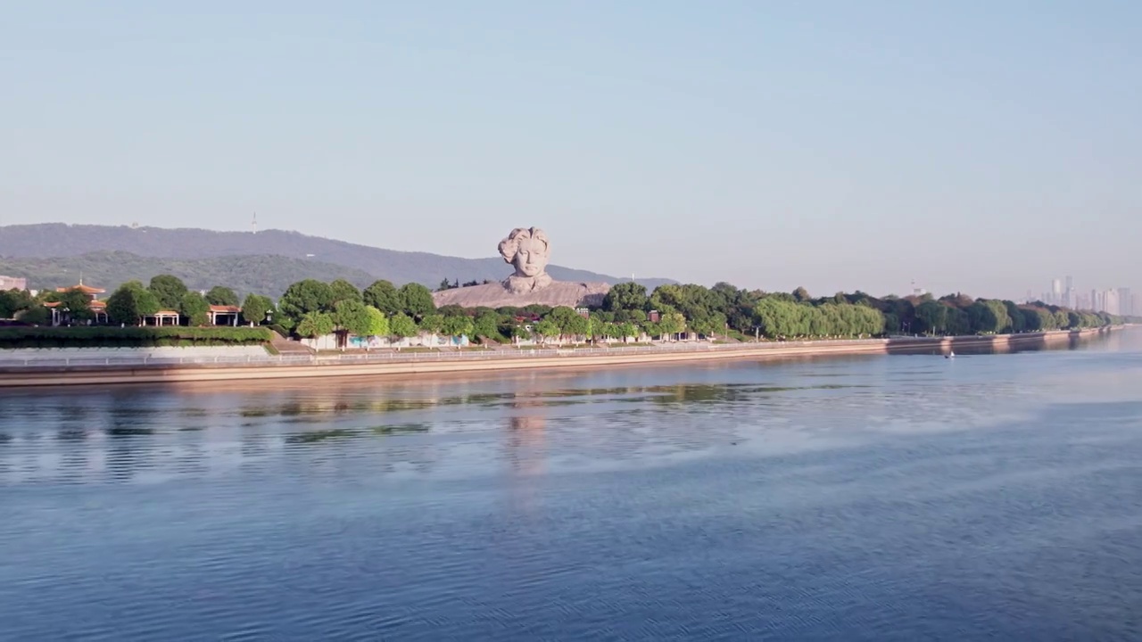 湖南长沙橘子洲头城市风光航拍视频素材