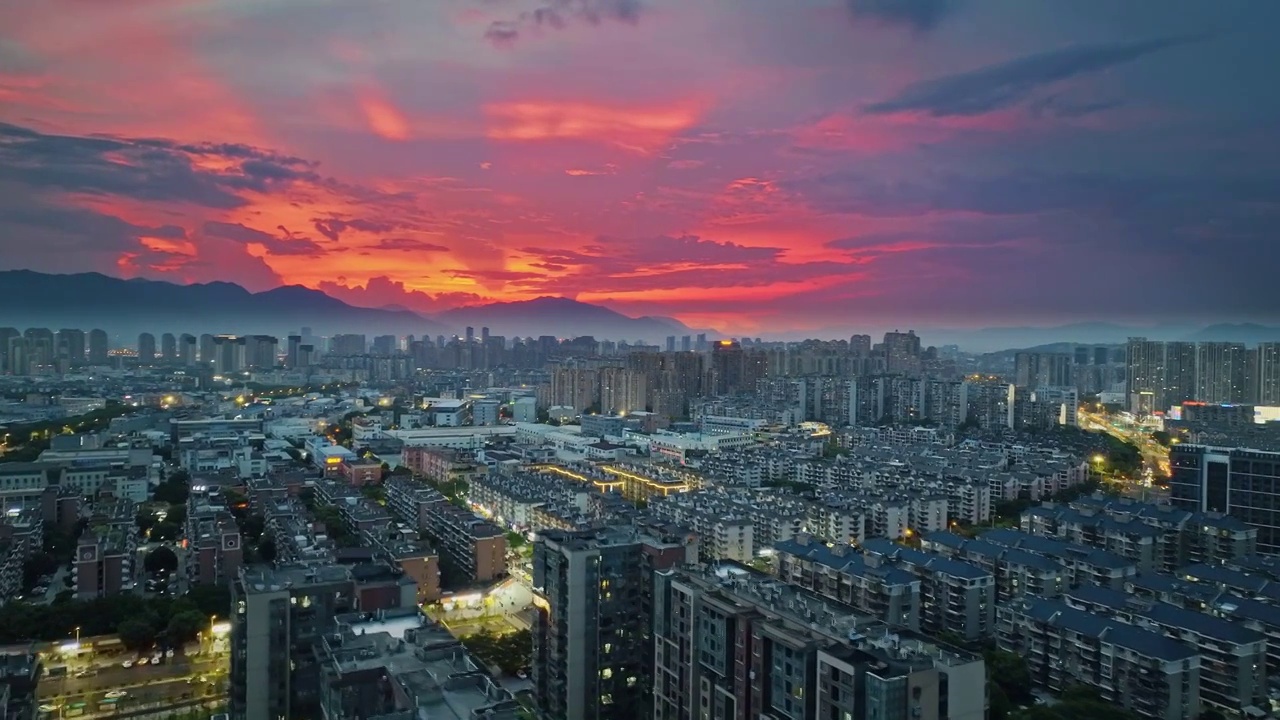 城市晚霞夜景航拍（福州）视频素材