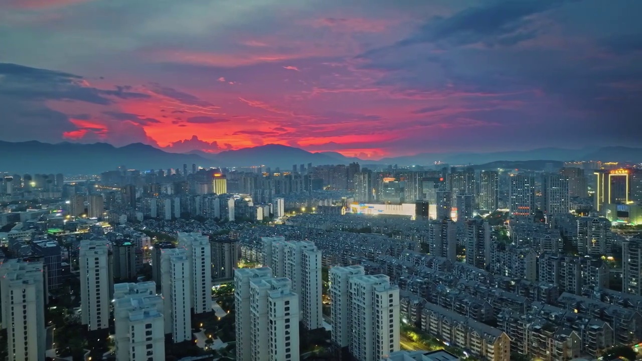 4K福州城市夜景晚霞视频素材