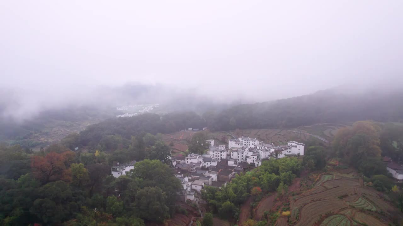 江西上饶婺源江岭秋天自然风景航拍风光视频素材