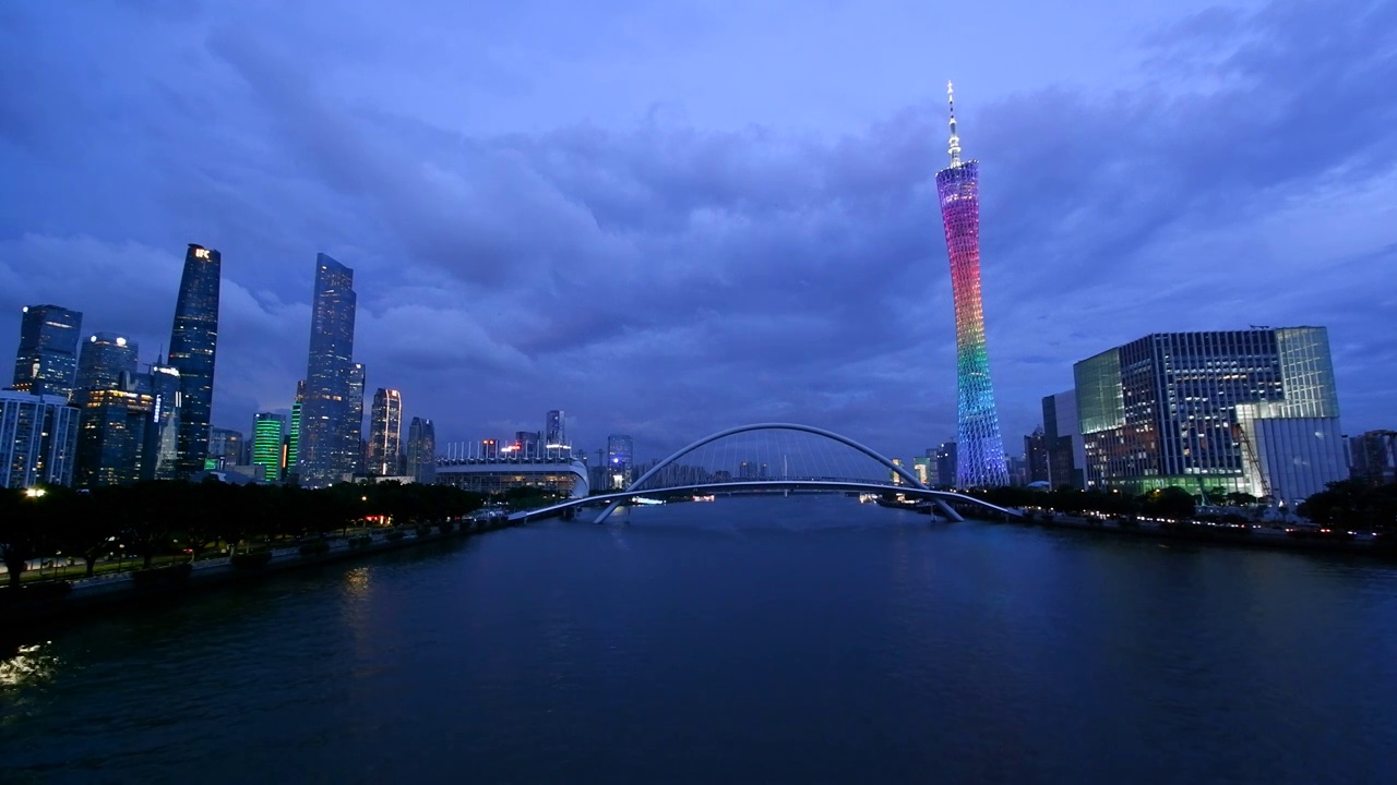 广州海心桥夜景视频素材