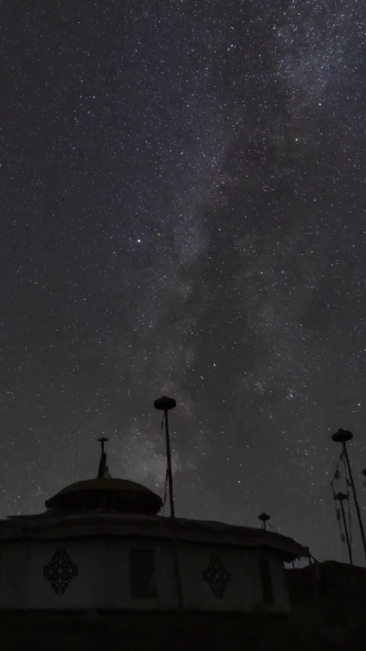 星空，斗转星移的夜空，蒙古包的星空，夜晚的星星视频素材