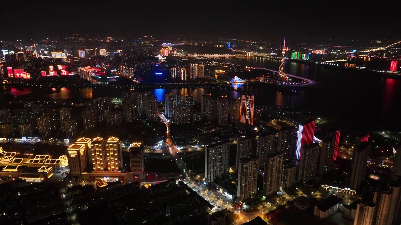 航拍临沂城市夜景视频下载