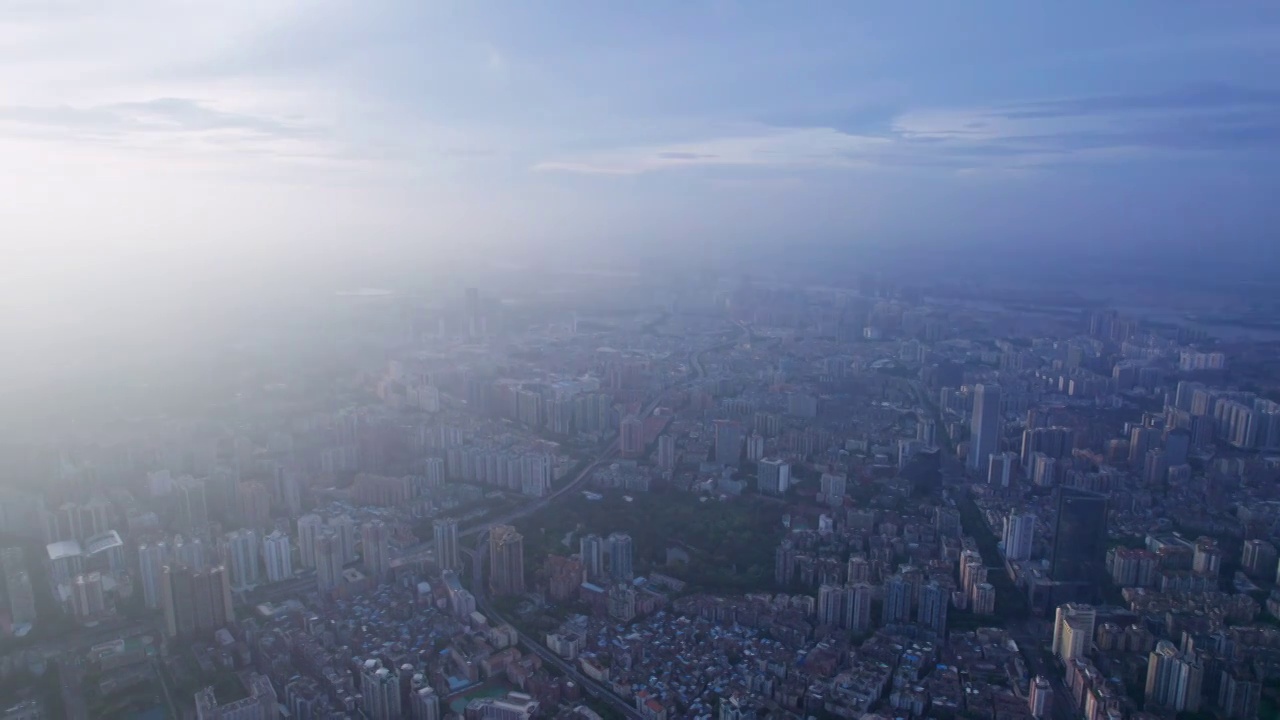 广州珠江岸城市高楼建筑群航拍全景视频素材