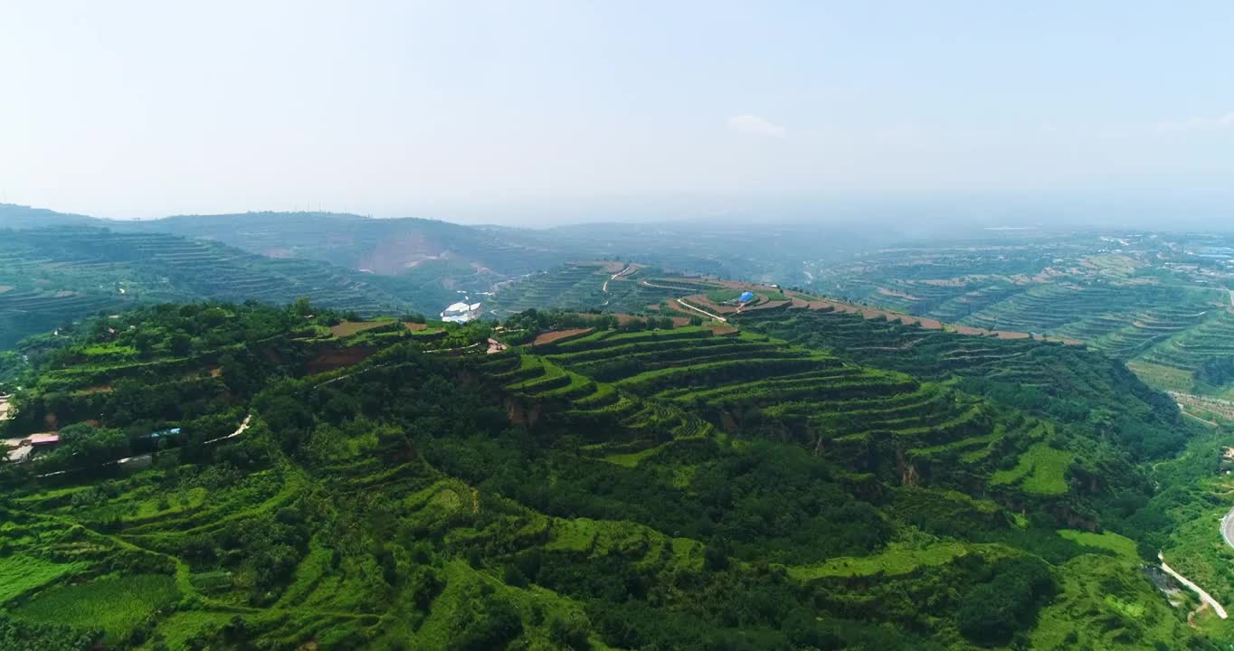 中国北方梯田航拍视频素材