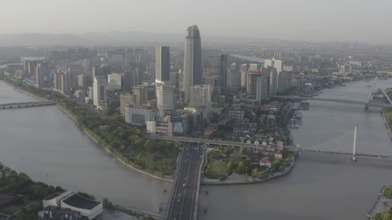 宁波城市三江口大景视频素材