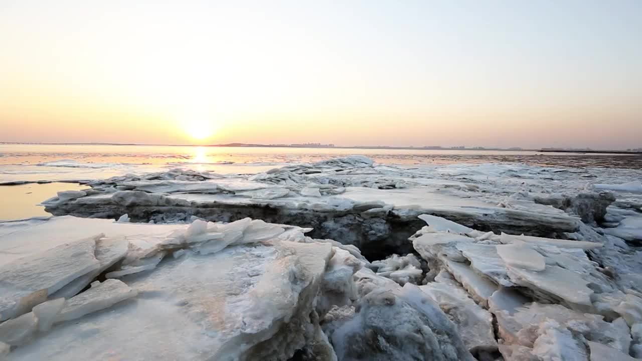 胶州湾冰海视频素材