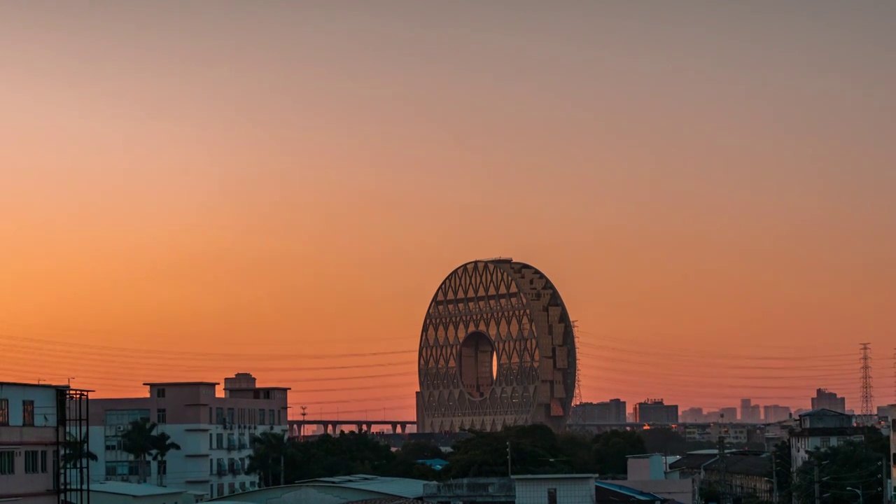 广州圆大厦日落视频素材