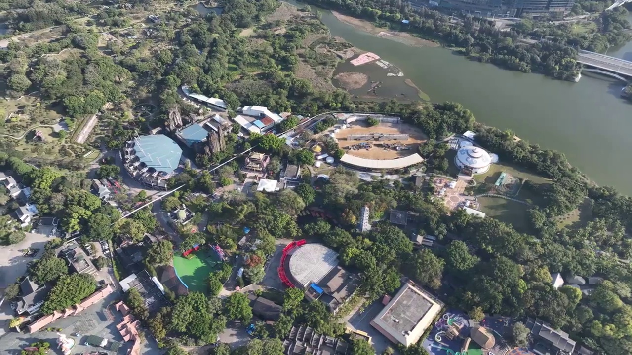 广东省深圳市南山何香凝美术馆华侨城洲际大酒店锦绣中华航拍视频素材