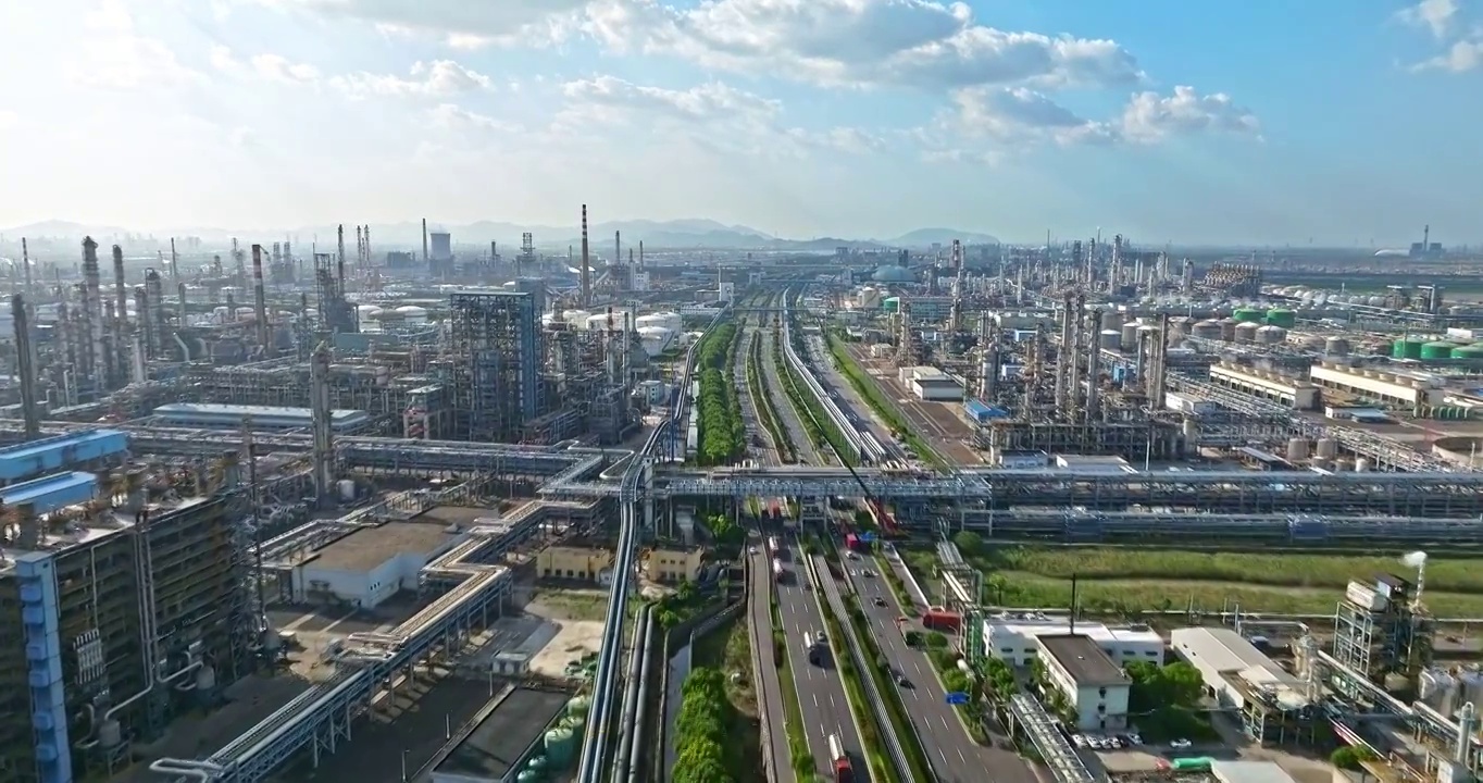 炼油厂石油天然气石化工业的建筑景观视频素材