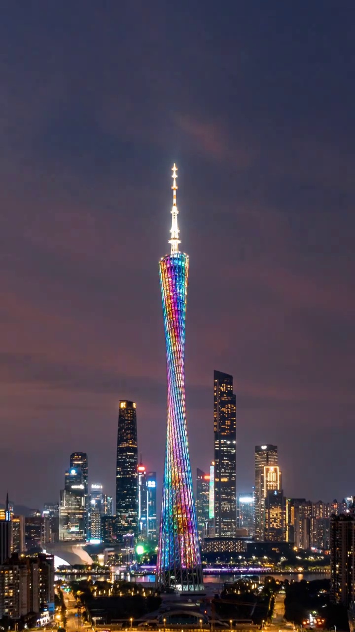 广州中轴线晚霞和夜景视频素材