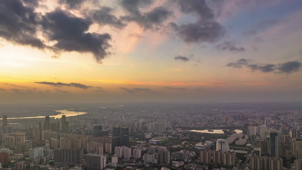 海口市区朝霞日出风光延迟视频素材