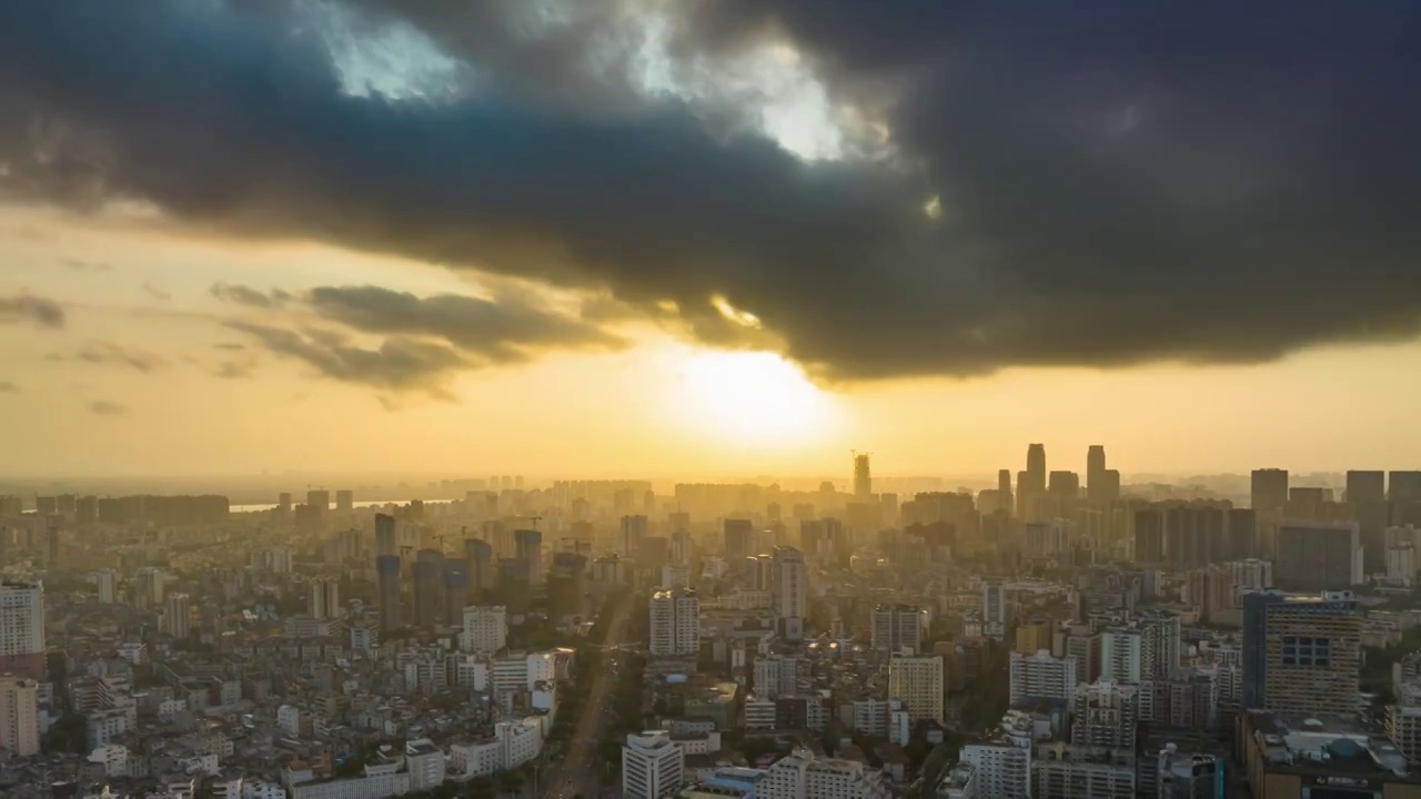 海口都市朝霞日出风光延迟视频素材