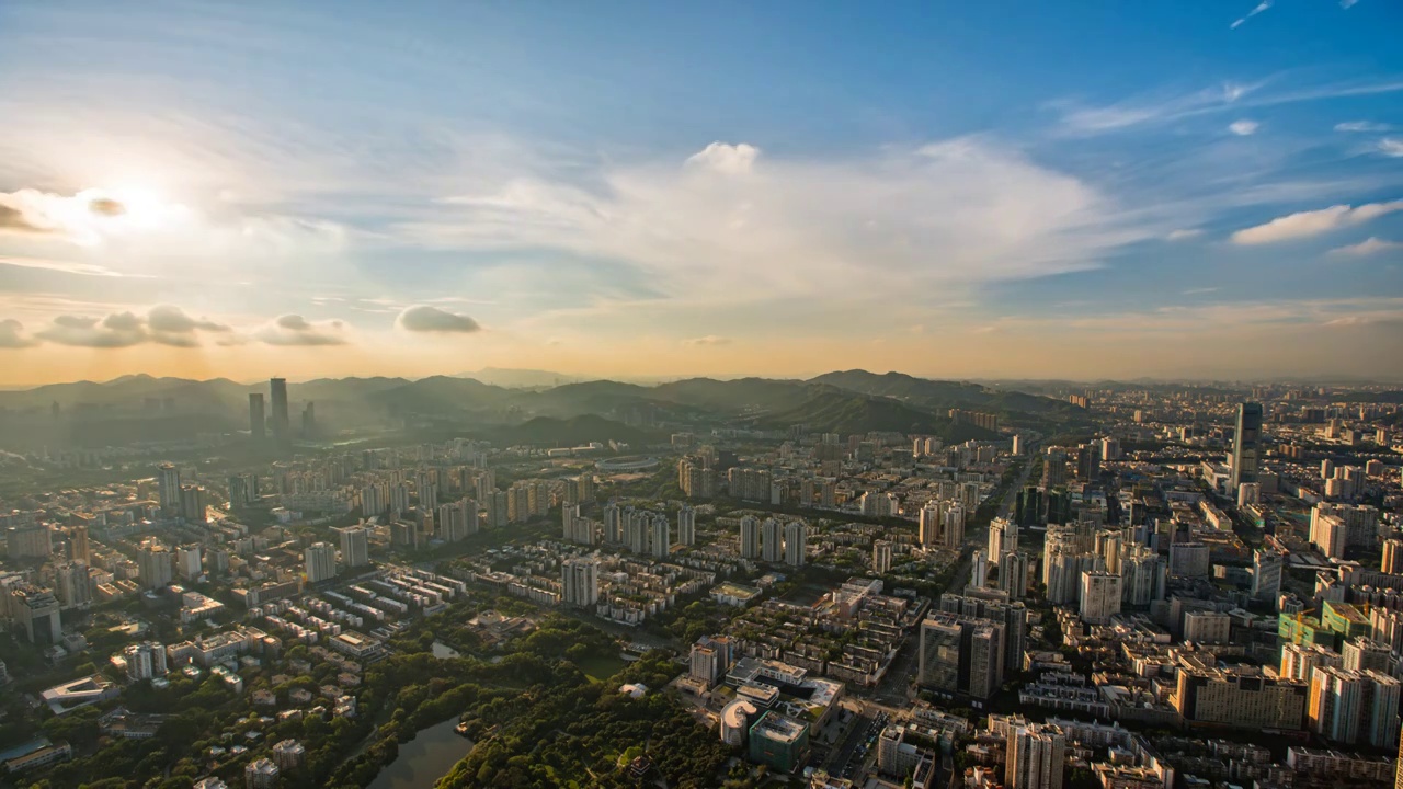 深圳城市全景夕阳延时视频素材