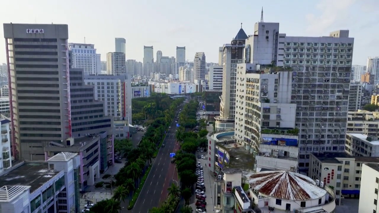 航拍海口城市市区白昼风光视频素材