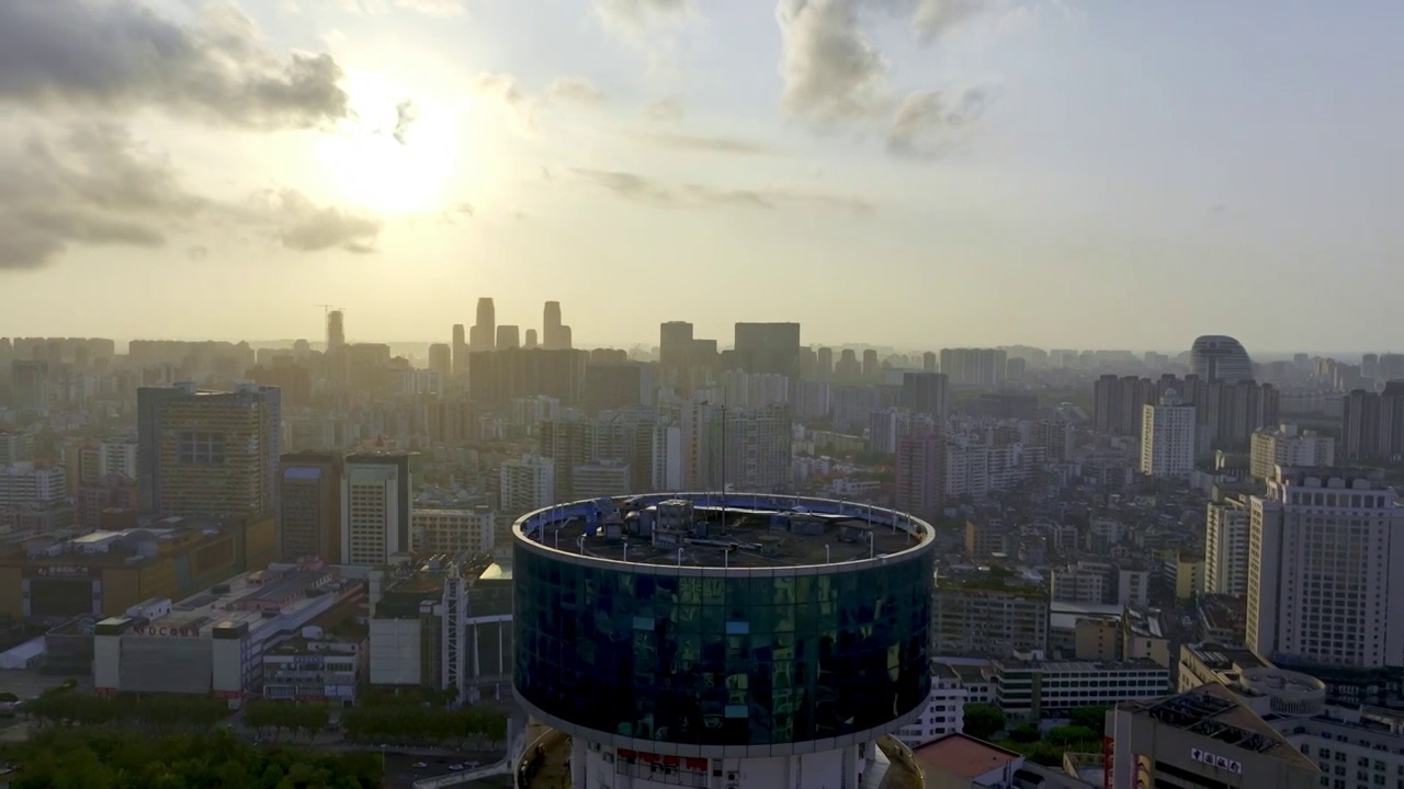 航拍海口都市日出风光视频素材