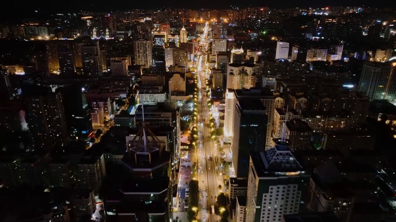 航拍福州中轴线夜景视频素材