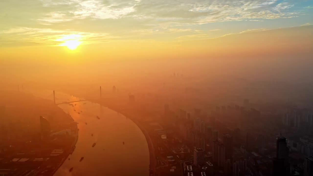 航拍上海城市建筑风光视频素材