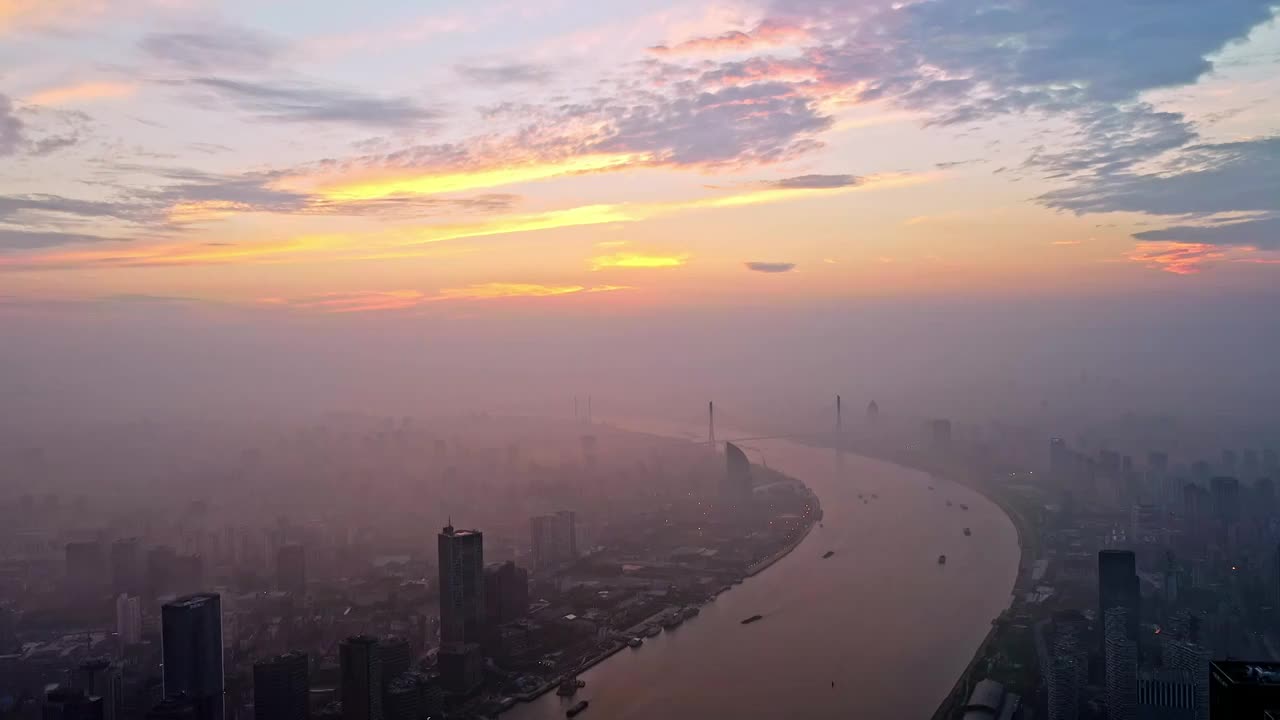 航拍上海城市建筑风光视频素材