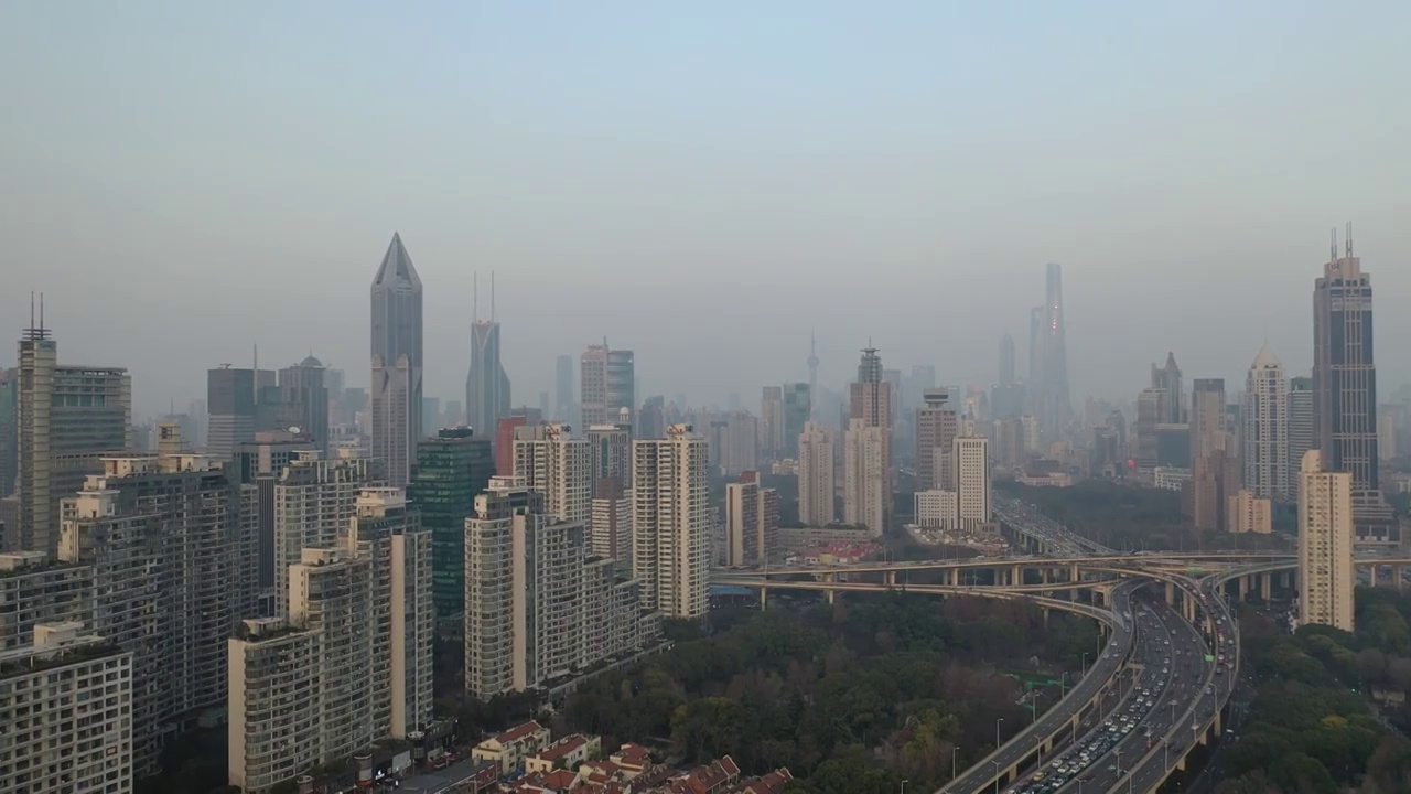 航拍上海城市建筑风光视频素材