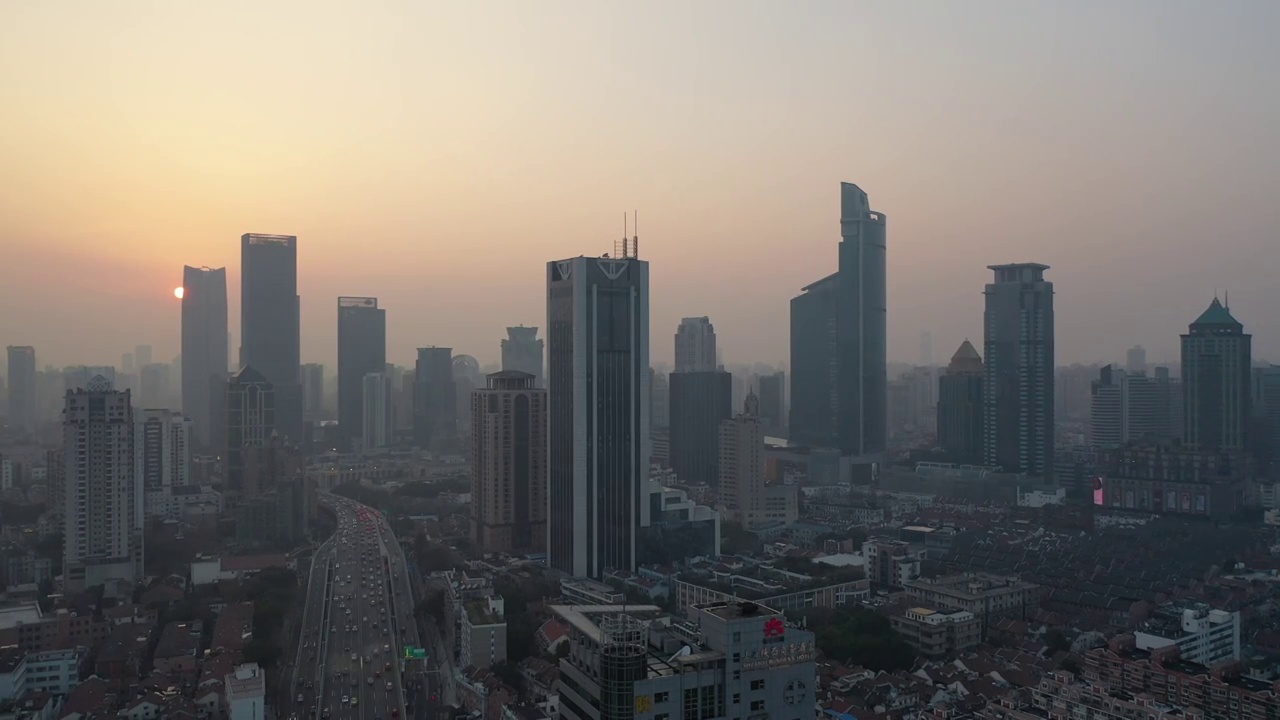 航拍上海城市建筑风光视频素材