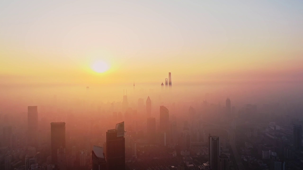 航拍上海城市建筑风光视频素材