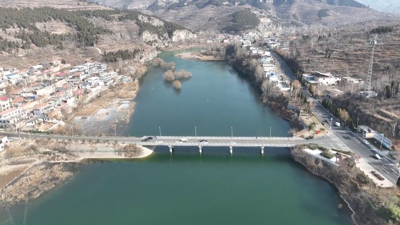 航拍济南锦绣川水库视频素材