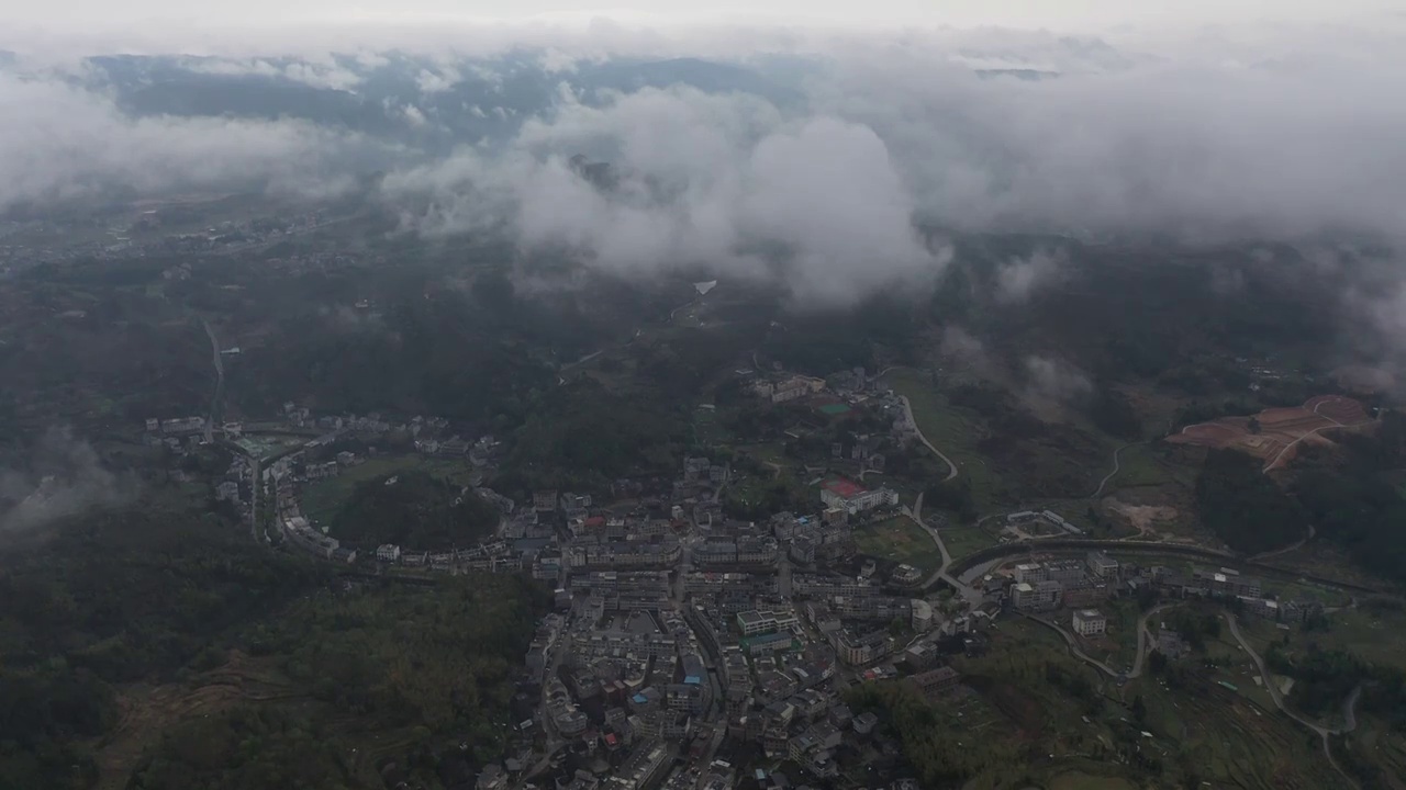 航拍温州泰顺县平流雾视频素材