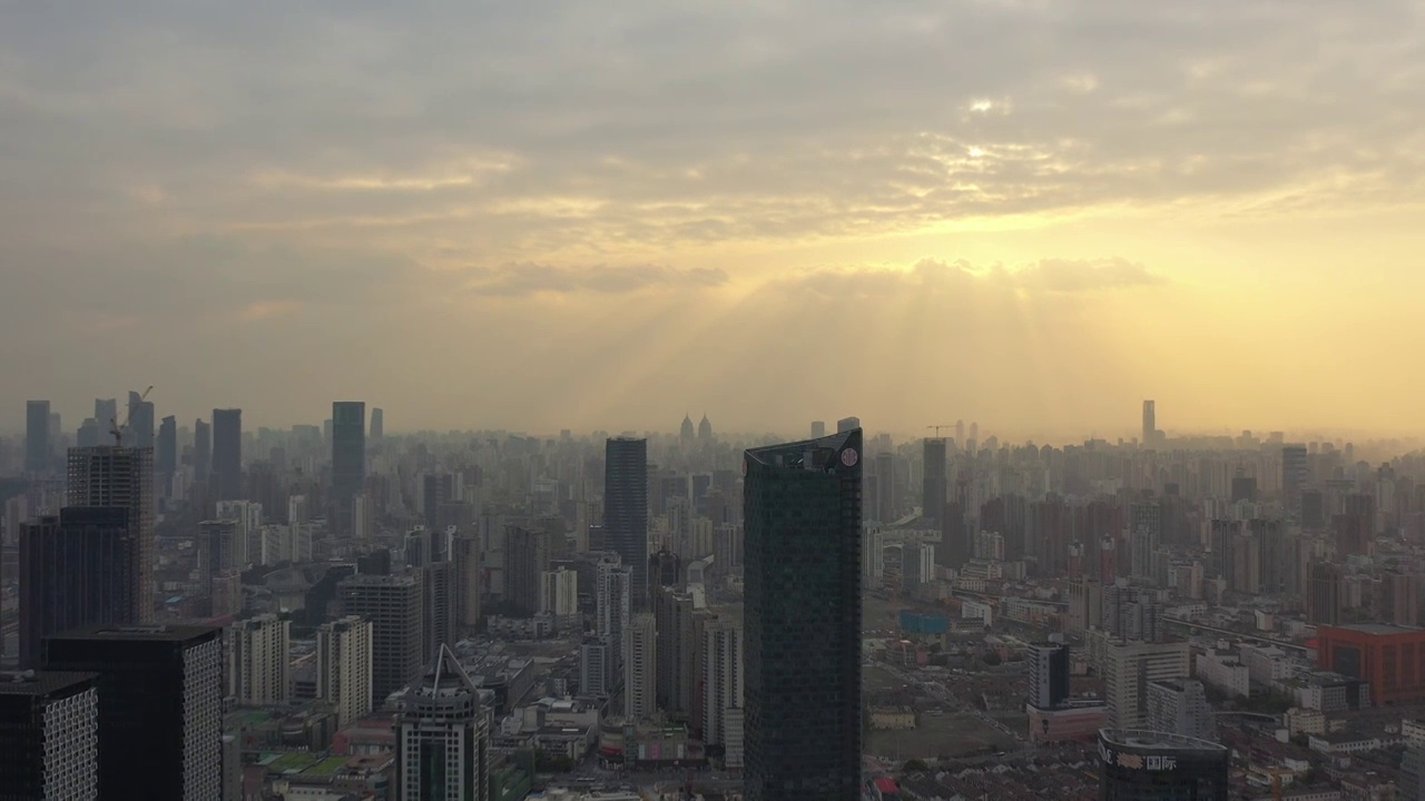 航拍上海城市建筑风光视频素材