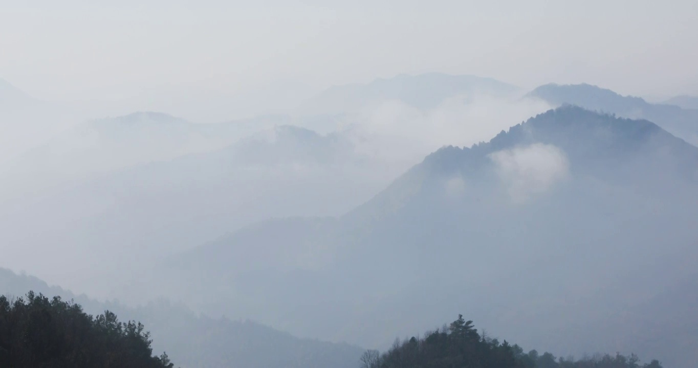 江南晨曦山区群山山峦云海空镜视频素材