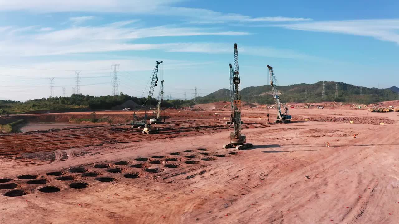 浙江义乌赤岸欣旺达新能源电池生产基地开工建设航拍合集视频素材