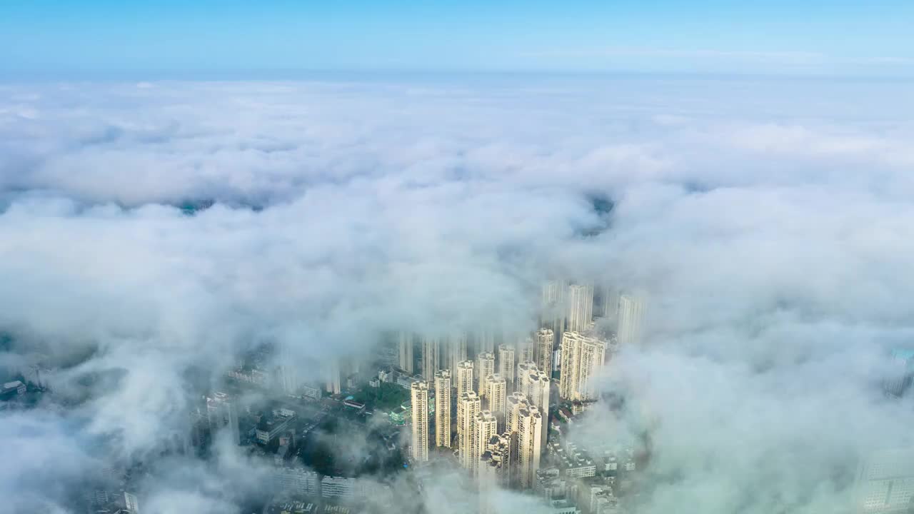 海口市区清晨平流雾延迟视频素材