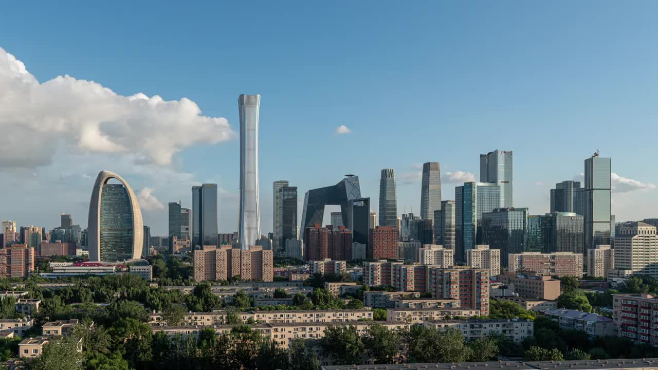 北京国贸CBD建筑群日落延时视频素材