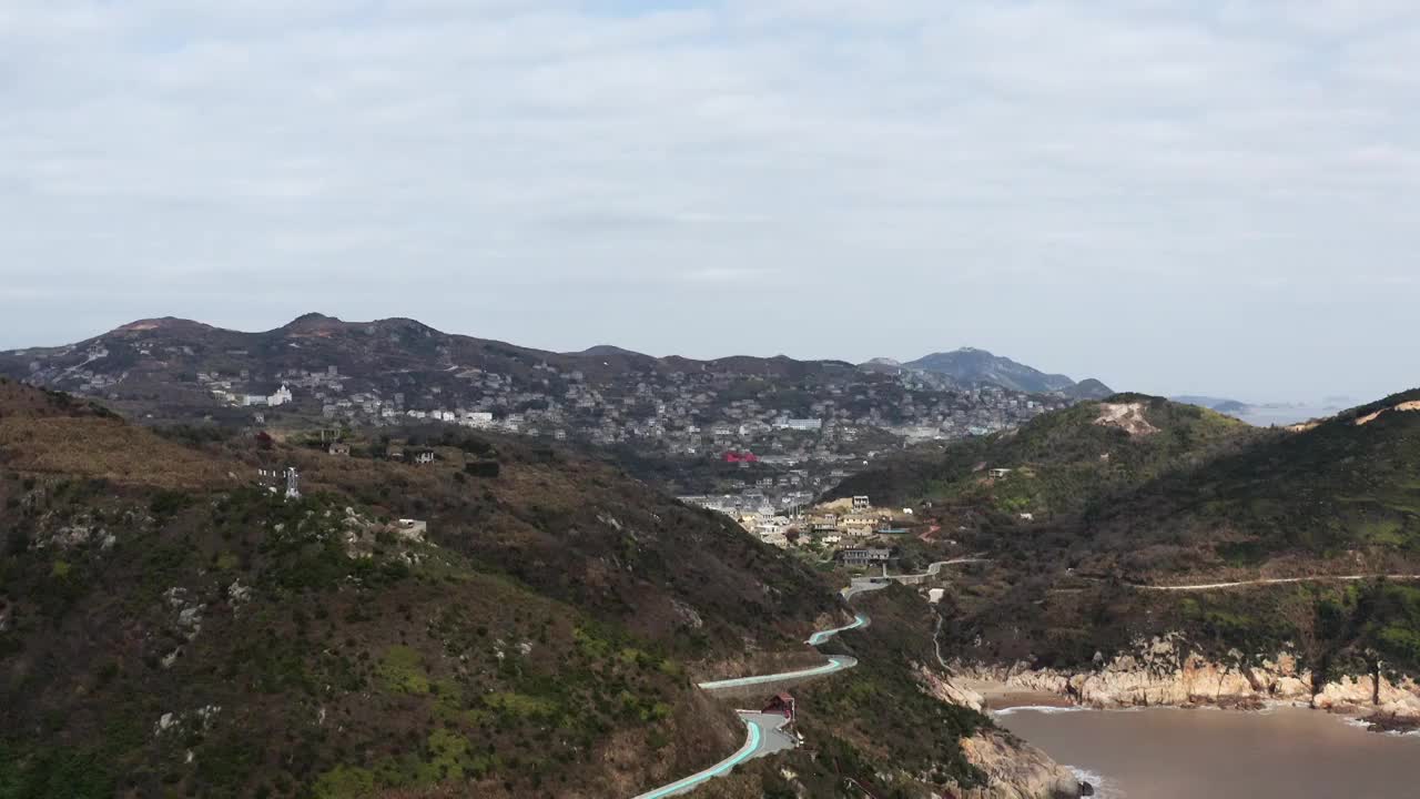 浙江温岭石塘海边的渔村风光视频素材