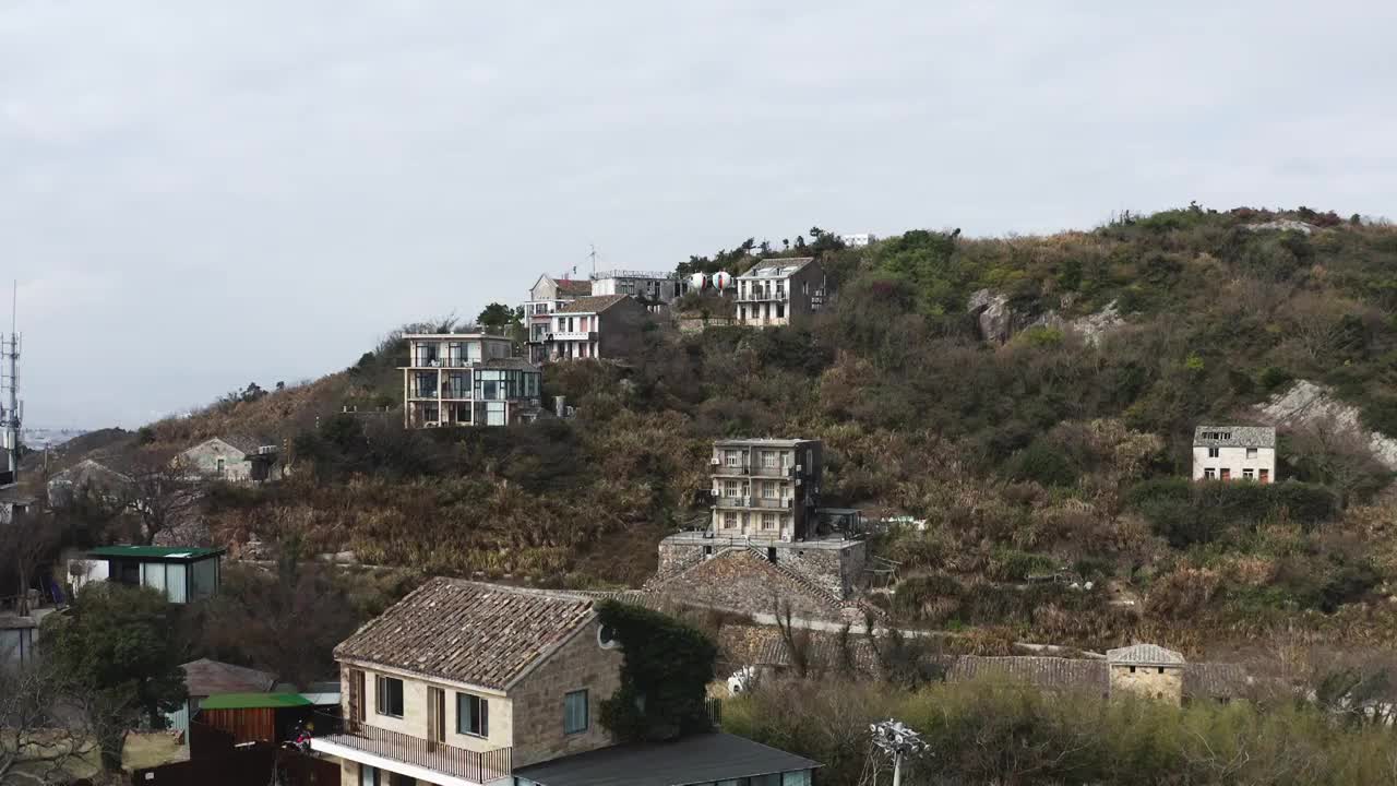 浙江温岭石塘海边的渔村风光视频素材