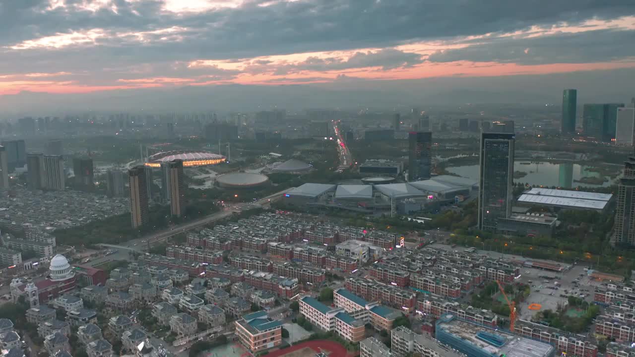 浙江义乌城市夜景风光航拍合集视频素材