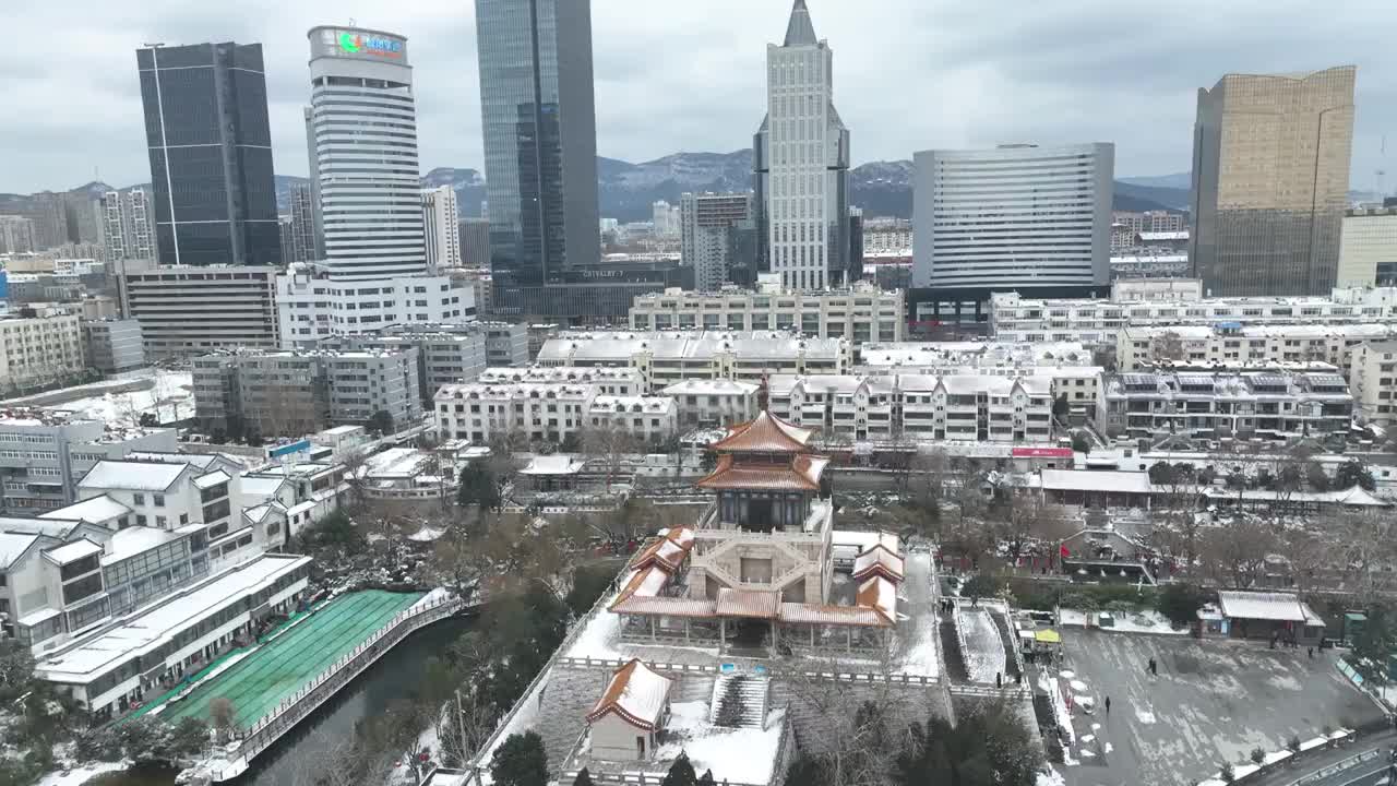 济南环城公园雪景视频素材