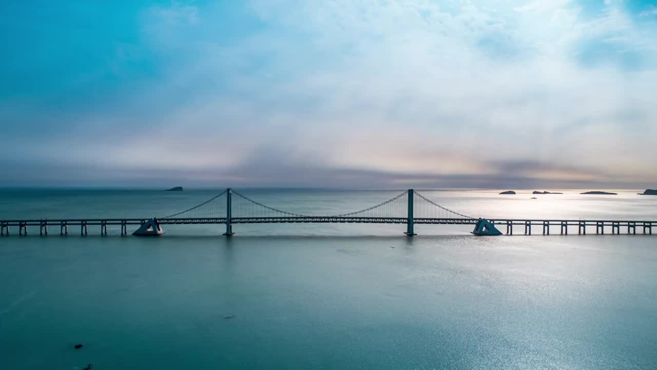 大连跨海大桥航拍海上天空视频素材