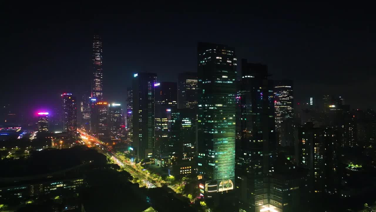 航拍深圳夜景市民中心中轴线城市夜景一线大都市夜景航拍视频素材