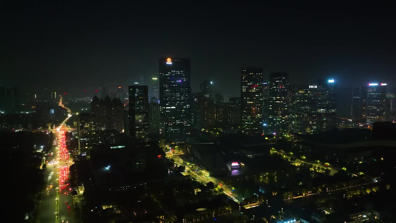 航拍深圳夜景市民中心中轴线城市夜景一线大都市夜景航拍视频素材