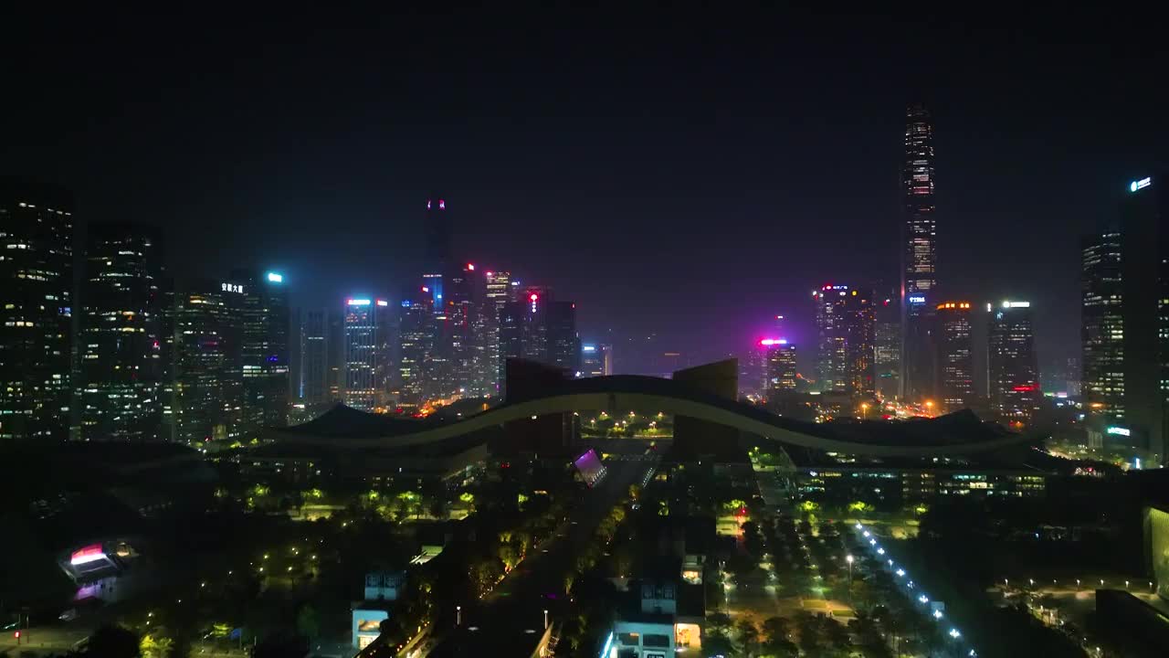 航拍深圳夜景市民中心中轴线城市夜景一线大都市夜景航拍视频素材