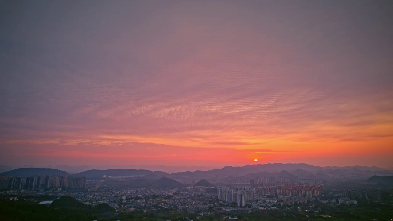 九华苑红朝霞日出视频素材