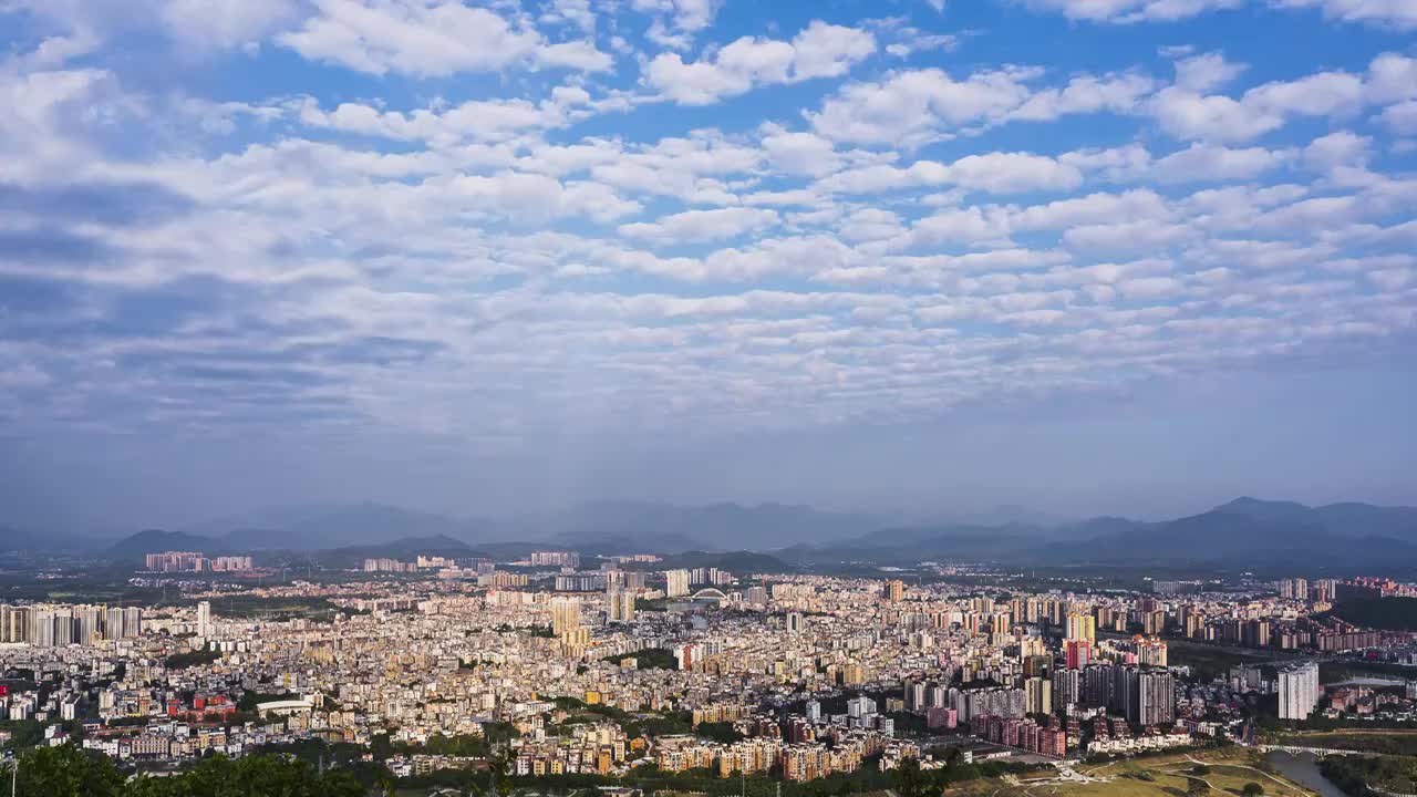 城市风光延时白云朵朵飘视频素材