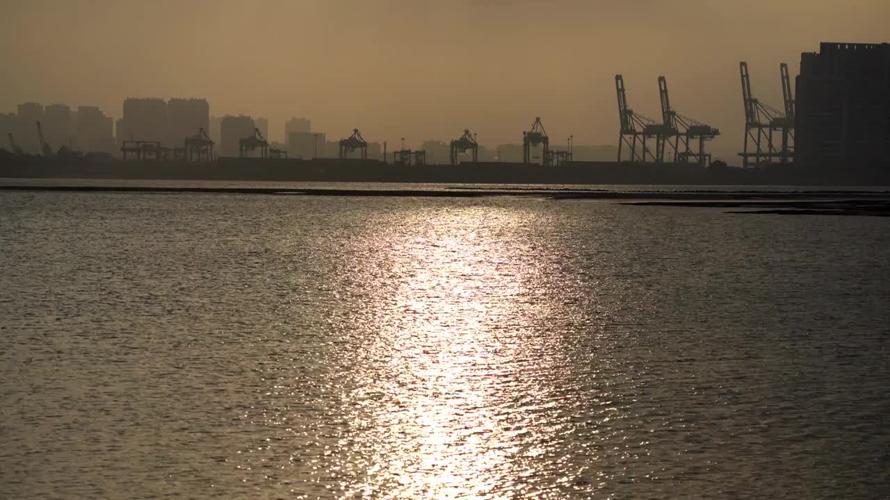 海口大海港口日落风光视频素材