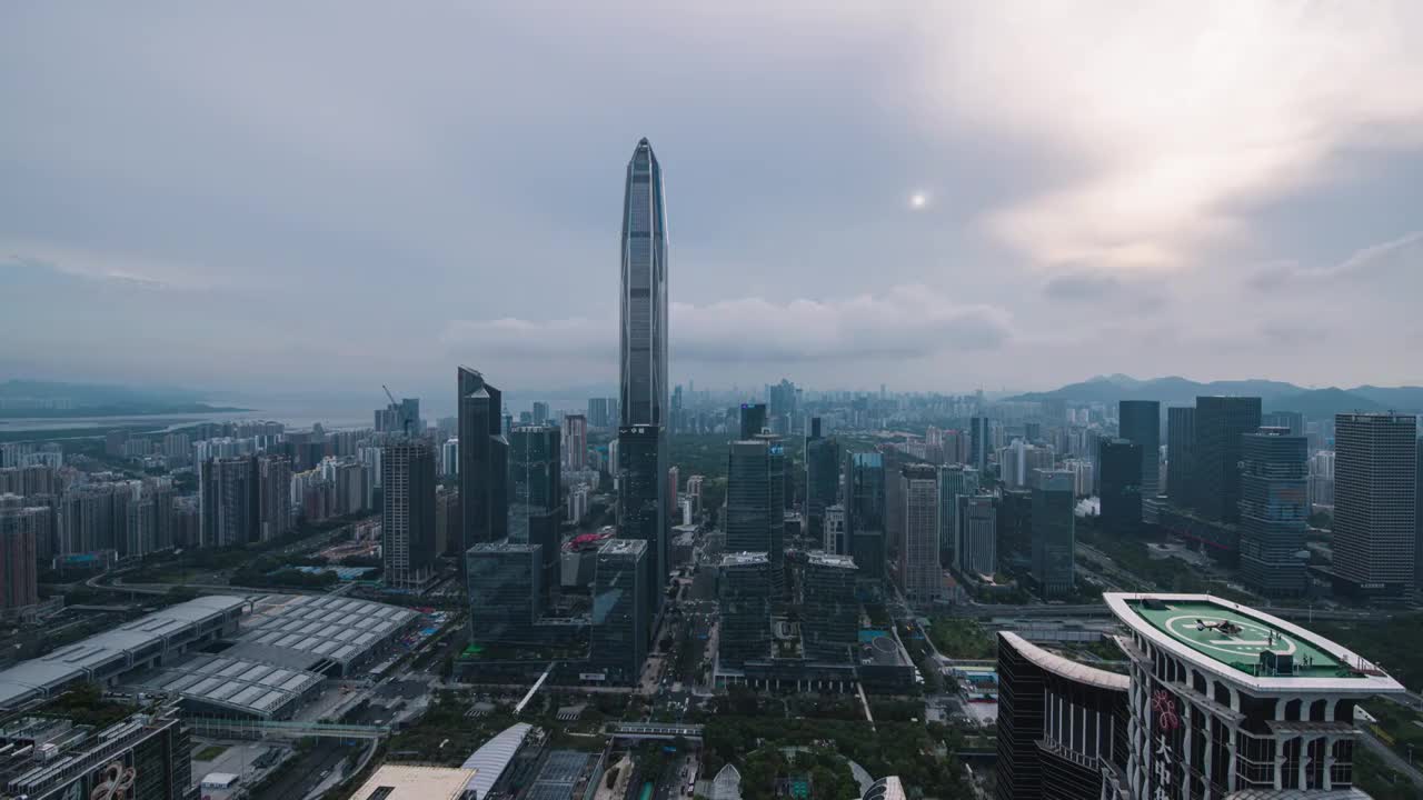 深圳中心CBD日转夜大气延时视频素材