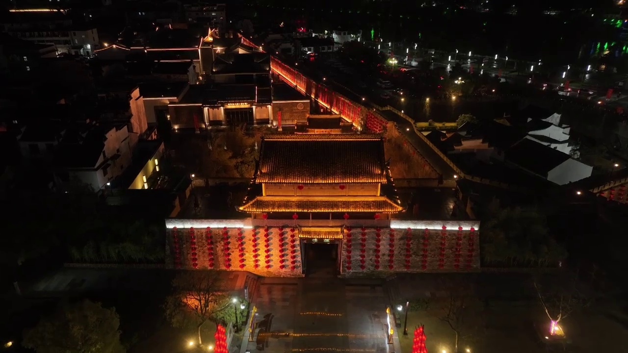 黄山市歙县徽州古城夜景视频素材