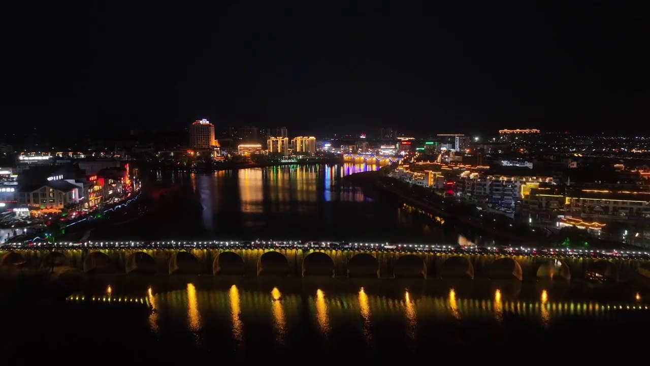 黄山市歙县徽州古城夜景视频素材