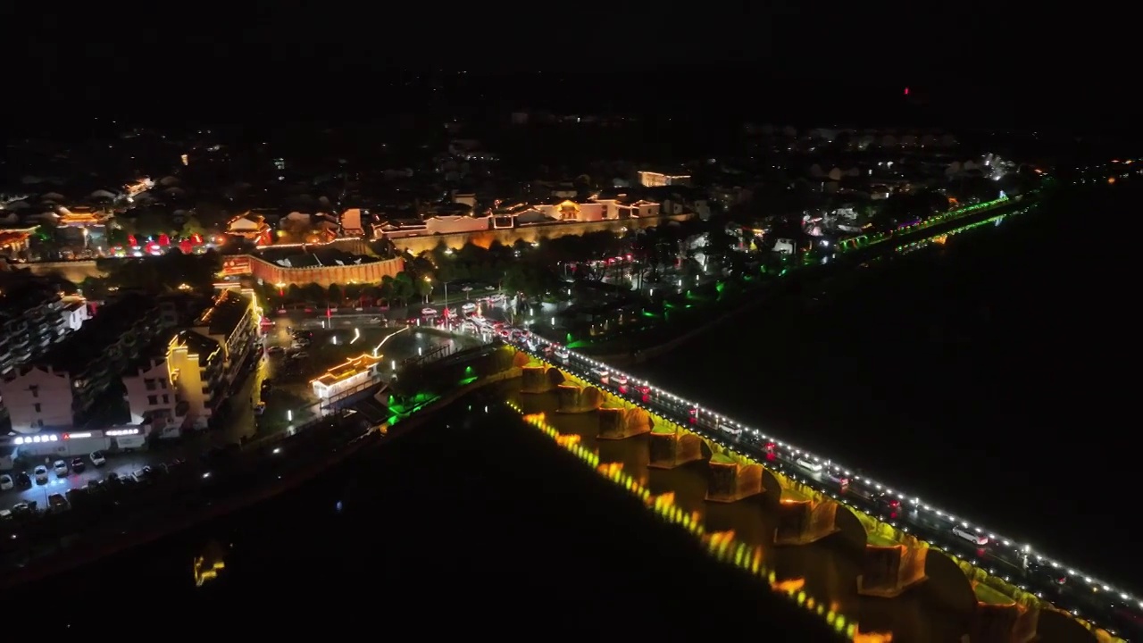 黄山市歙县徽州古城夜景视频素材